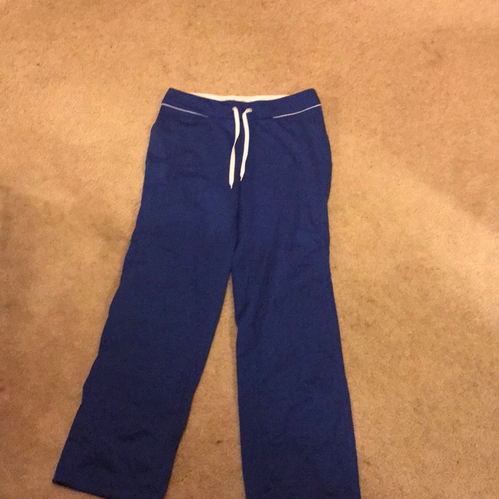 blue and white sweatpants